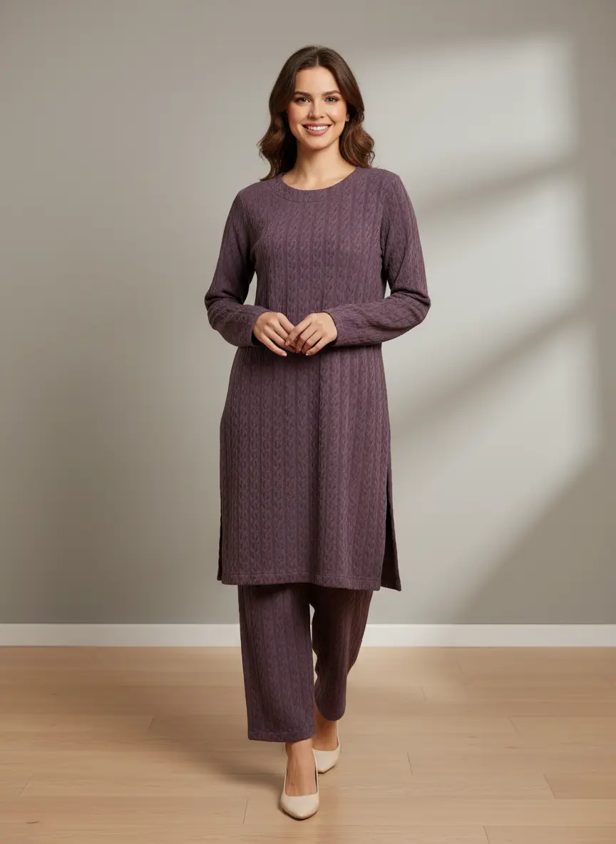 The Knit Studio | Ladies Co Ord Winter 2 Piece Top & Bottoms Womenswear | TKS008-Long (6 Colours)