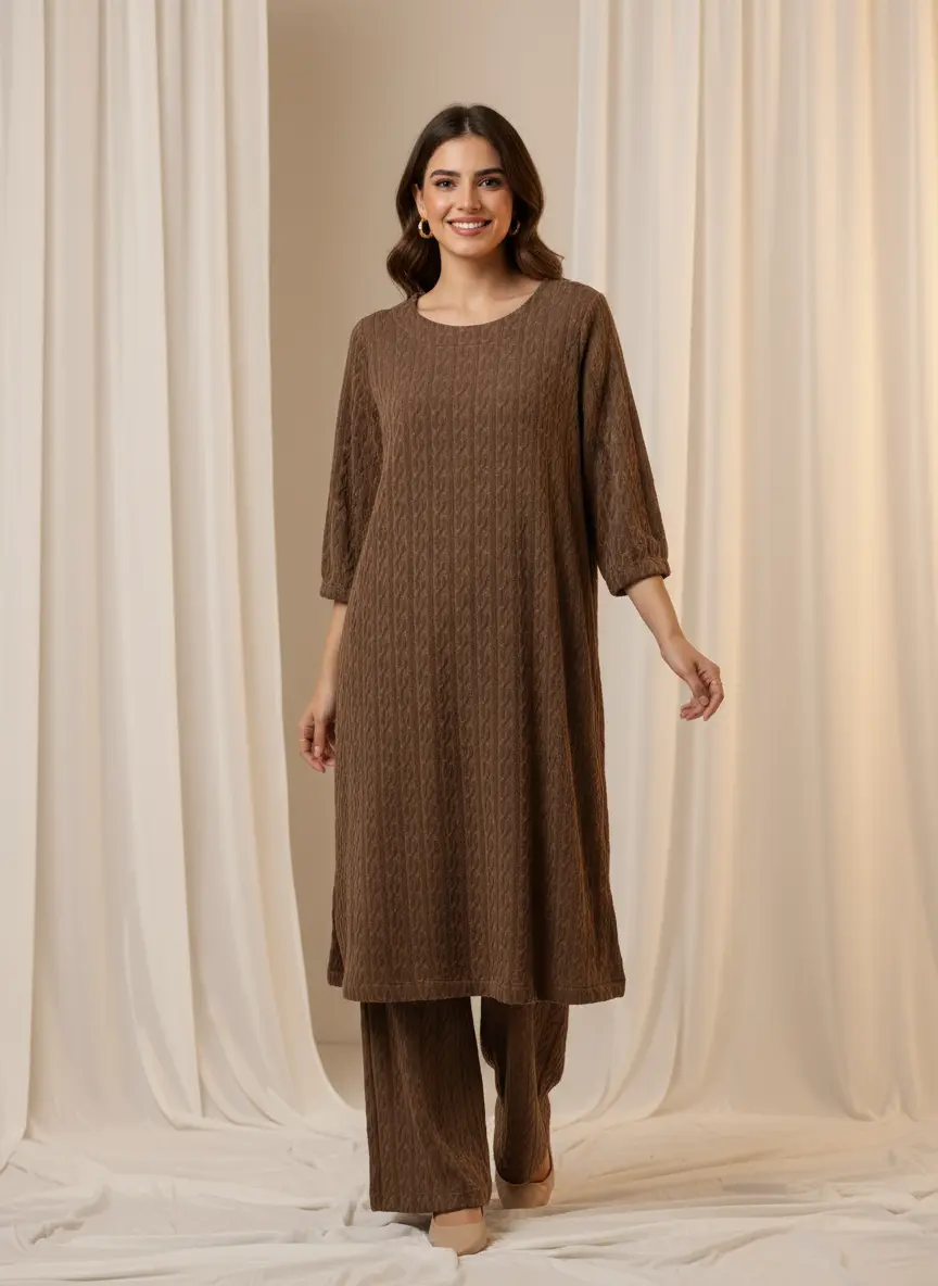 The Knit Studio | Ladies Co Ord Winter 2 Piece Top & Bottoms Womenswear | TKS008-Long (6 Colours)