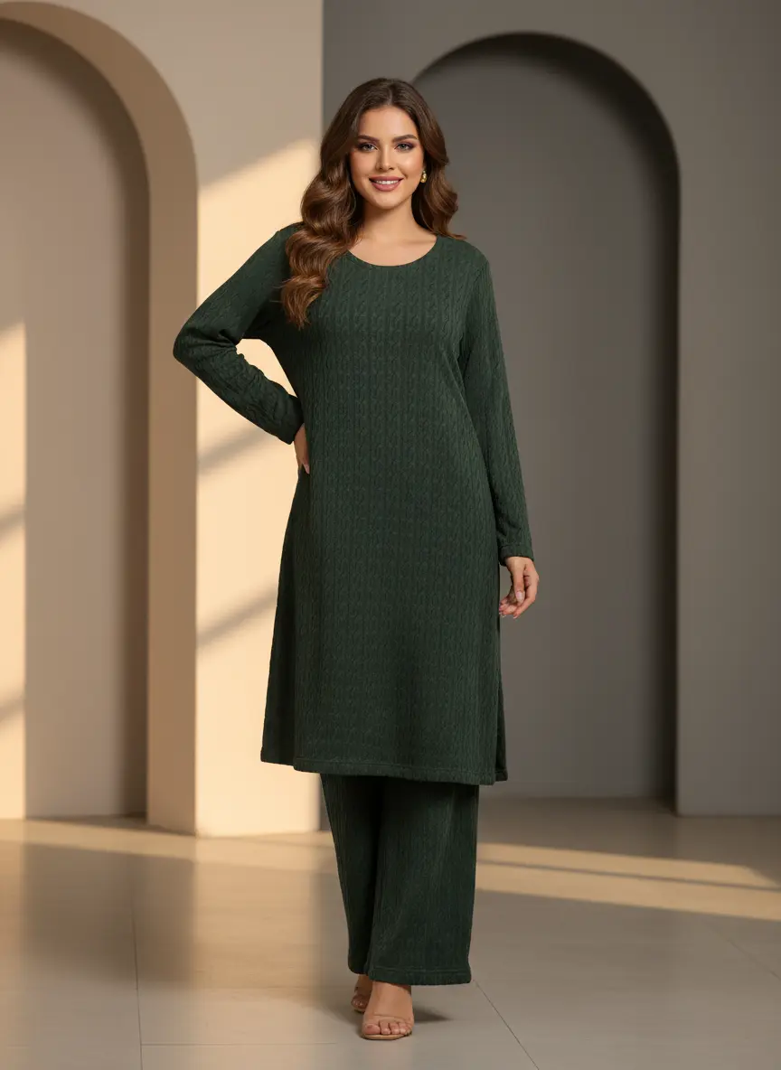 The Knit Studio | Ladies Co Ord Winter 2 Piece Top & Bottoms Womenswear | TKS008-Long (6 Colours)