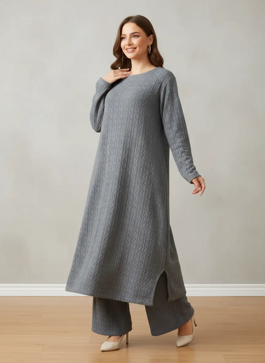 The Knit Studio | Ladies Co Ord Winter 2 Piece Top & Bottoms Womenswear | TKS008-Long (6 Colours)