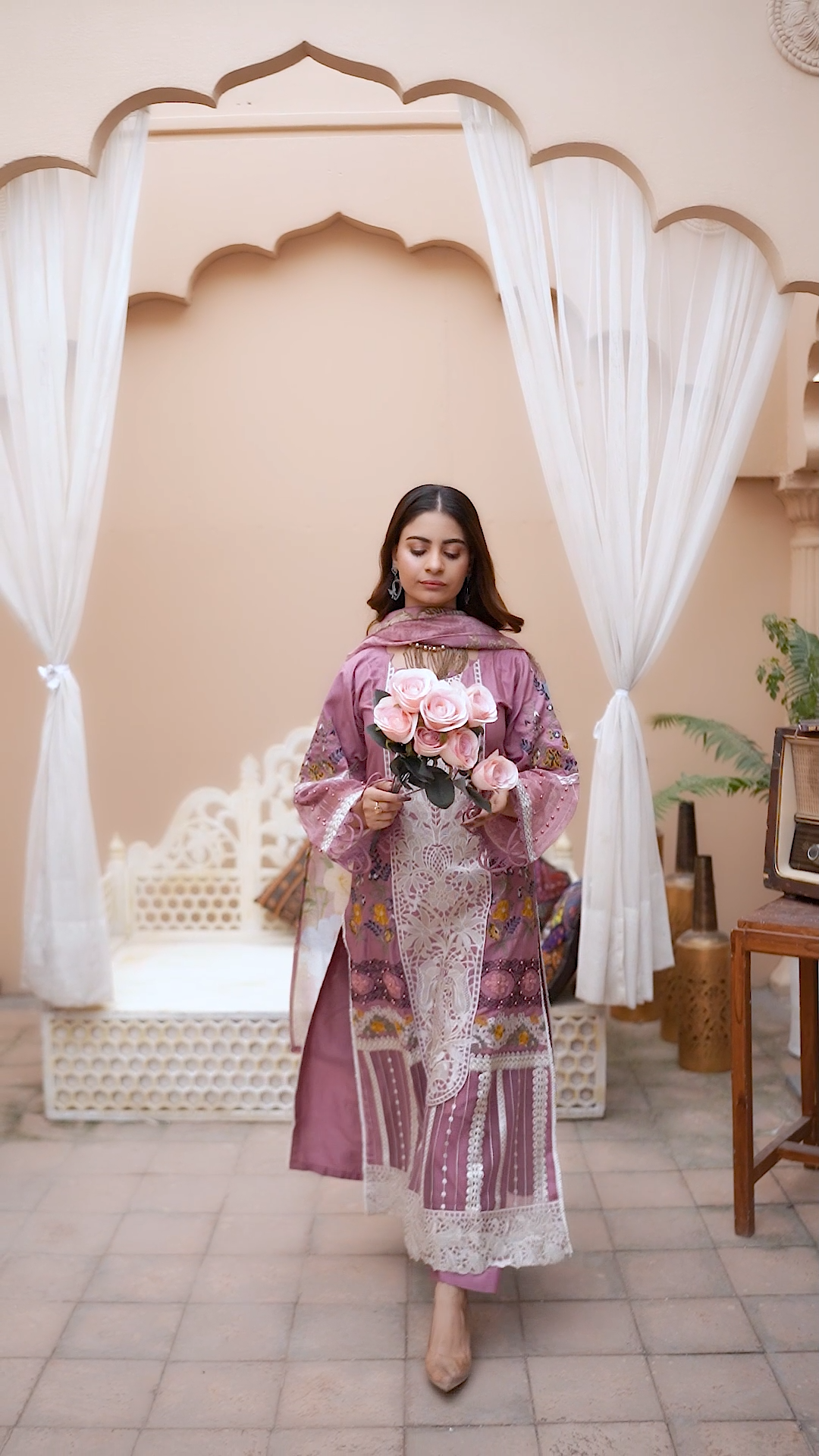 S Creations ‘Daniyah’ | Embroidered Linen Readymade | SC115 (Lilac)